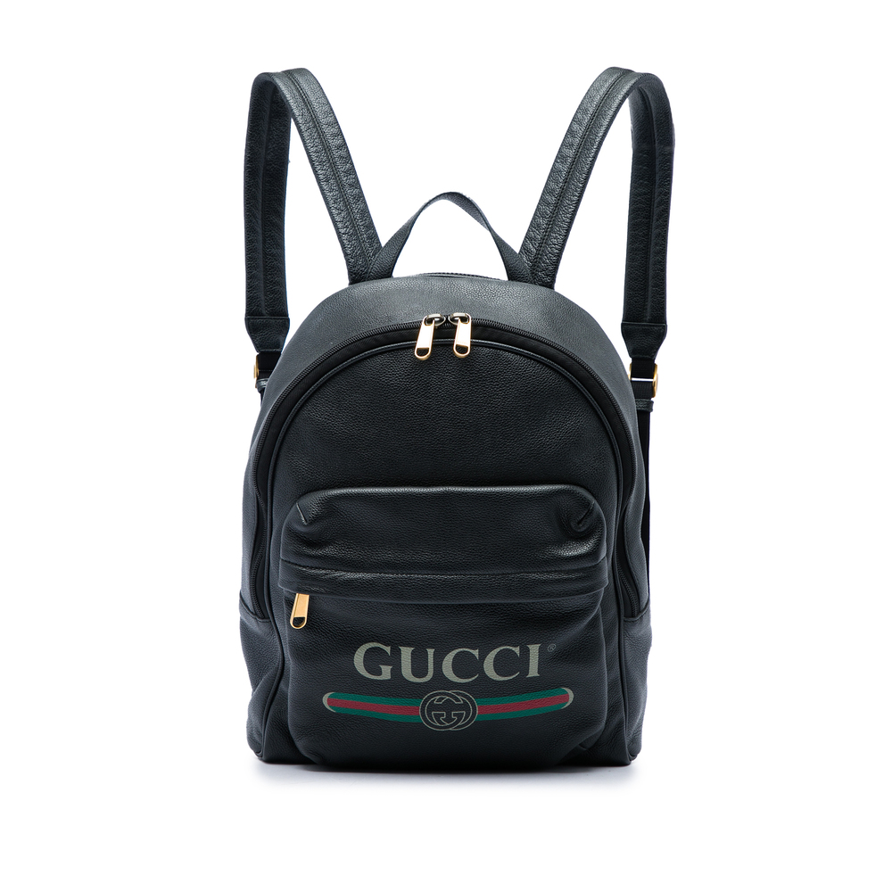 Pre-Loved Gucci Leather Logo Backpack
